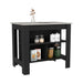 Kitchen Island Dozza, Three Shelves, Black / Ibiza Marble Color Finish Default -DTYStore