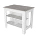 Kitchen Island Dozza, Three Shelves, White / Ibiza Marble Color Finish Default -DTYStore