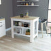 Kitchen Island Dozza, Three Shelves, White / Light Oak Finish Default -DTYStore