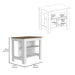 Kitchen Island Dozza, Three Shelves, White / Walnut Finish Default -DTYStore