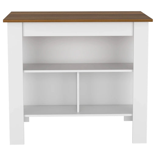 Kitchen Island Dozza, Three Shelves, White / Walnut Finish Default -DTYStore