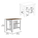 Kitchen Island Dozza, Three Shelves, White / Walnut Finish Default -DTYStore