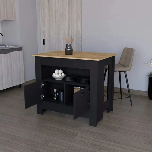 Kitchen Island Geneva, Black / Macadamia Default -DTYStore