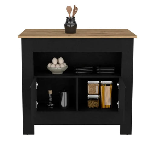 Kitchen Island Geneva, Black / Macadamia Default -DTYStore