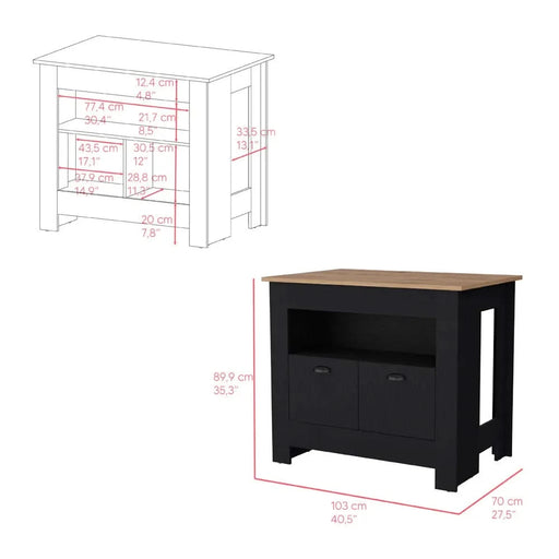 Kitchen Island Geneva, Black / Macadamia Default -DTYStore