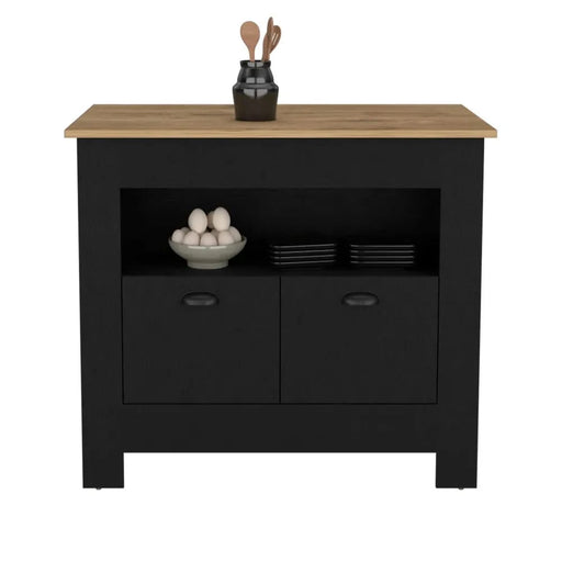 Kitchen Island Geneva, Black / Macadamia Default -DTYStore