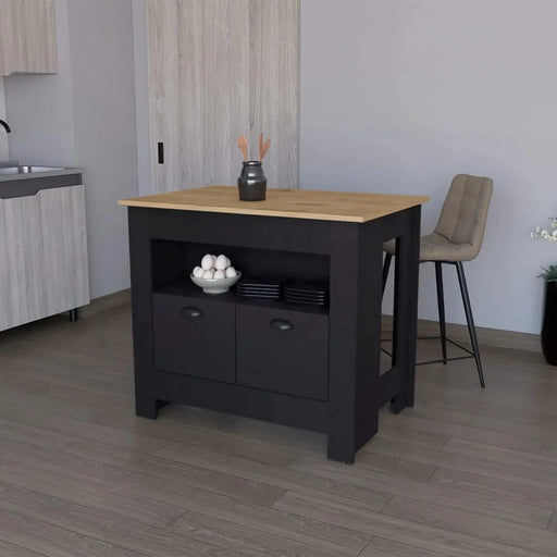 Kitchen Island Geneva, Black / Macadamia Default -DTYStore
