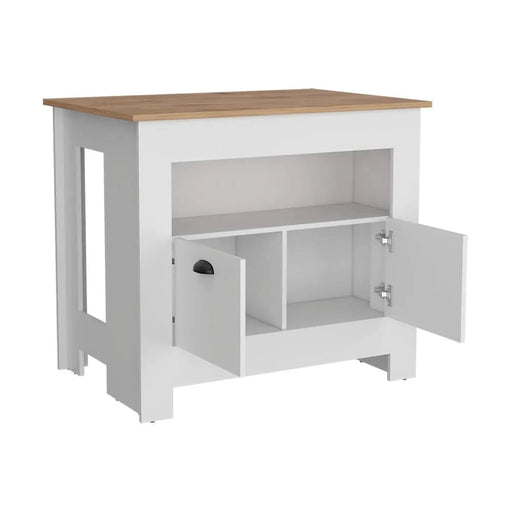 Kitchen Island Geneva, White / Macadamia Default -DTYStore