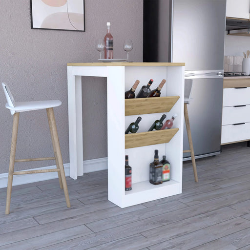 Kitchen Island Gunees, Counter Island, White and Pine Finish Default -DTYStore