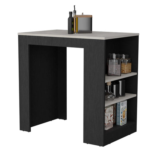 Kitchen Island, Kitchen Bar Table 36' H, with 3-Side Shelves, White, Wengue/ Ibiza Marble Color Finish Default -DTYStore
