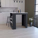 Kitchen Island, Kitchen Bar Table 36' H, with 3-Side Shelves, White, Wengue/ Ibiza Marble Color Finish Default -DTYStore