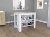 Kitchen Island, Kitchen Table 35' H, Three Open Storage Shelves, Four Legs, White/Light Oak Default -DTYStore