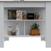 Kitchen Island, Kitchen Table 35' H, Three Open Storage Shelves, Four Legs, White / Light Gray Default -DTYStore