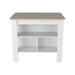 Kitchen Island, Kitchen Table 35' H, Three Open Storage Shelves, Four Legs, White / Light Gray Default -DTYStore