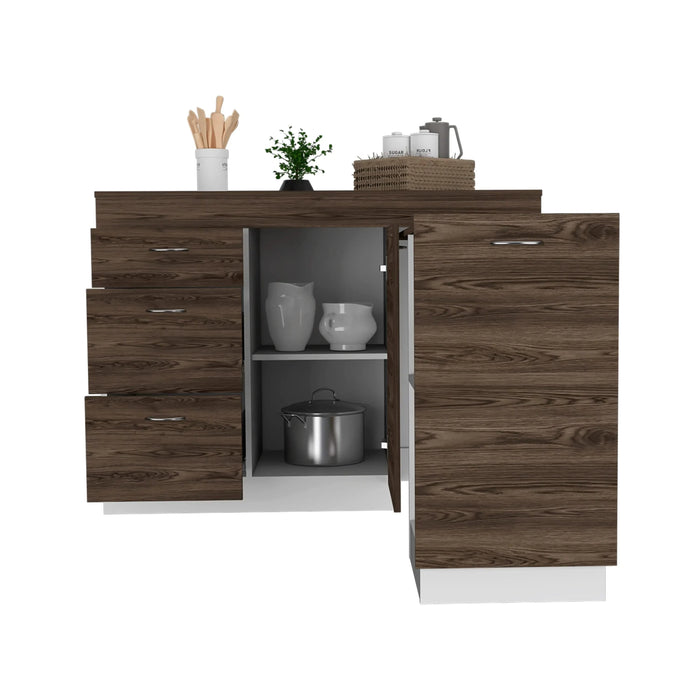 Kitchen Island Metask, Kitchen, White / Dark Walnut Default -DTYStore