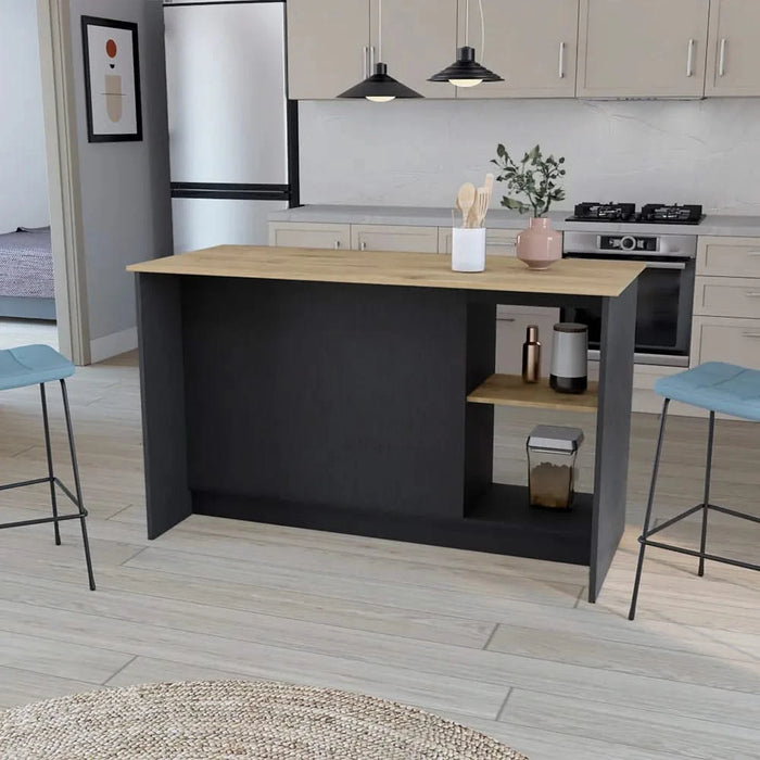 Kitchen Island Padua, Kitchen, Black / Macadamia Default -DTYStore