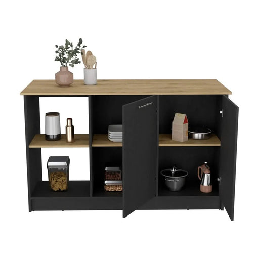 Kitchen Island Padua, Kitchen, Black / Macadamia Default -DTYStore