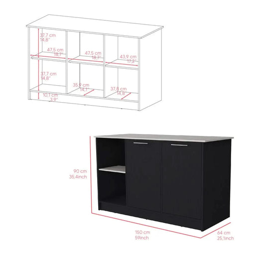 Kitchen Island Padua, Kitchen, Black / Onyx Default -DTYStore