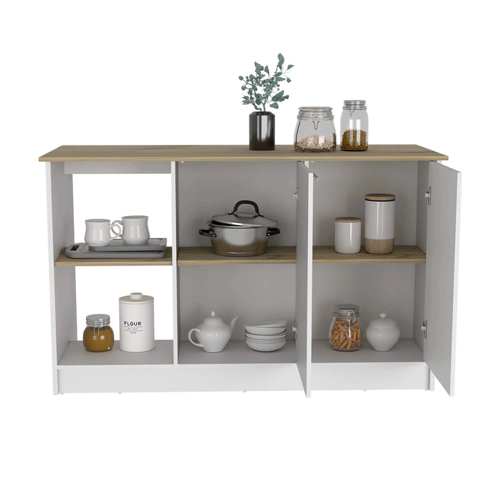 Kitchen Island Padua, Kitchen, White / Light Oak Default -DTYStore
