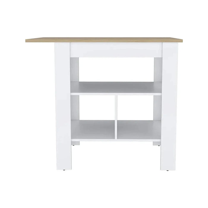 Kitchen Island Pompeya, Three Shelves, White Finish Default -DTYStore