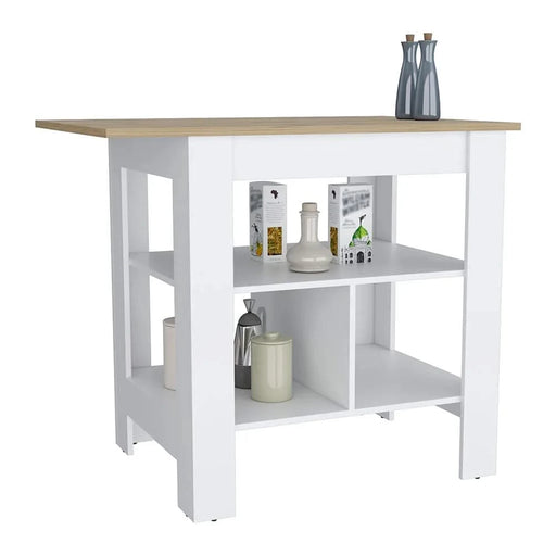 Kitchen Island Pompeya, Three Shelves, White Finish Default -DTYStore