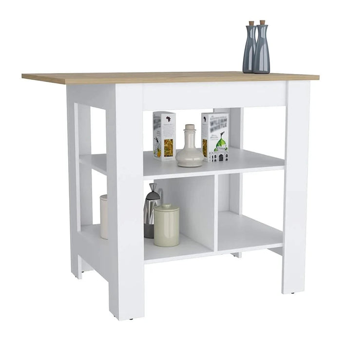 Kitchen Island Pompeya, Three Shelves, White Finish Default -DTYStore