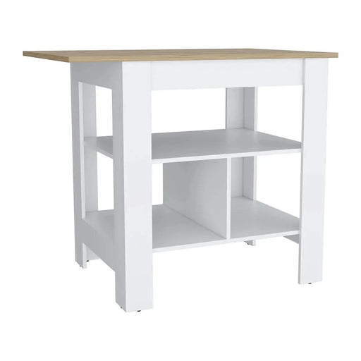 Kitchen Island Pompeya, Three Shelves, White Finish Default -DTYStore