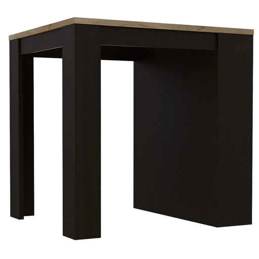 Kitchen Island Table, Two Legs, Three Side Shelves, Black / Pine Default -DTYStore