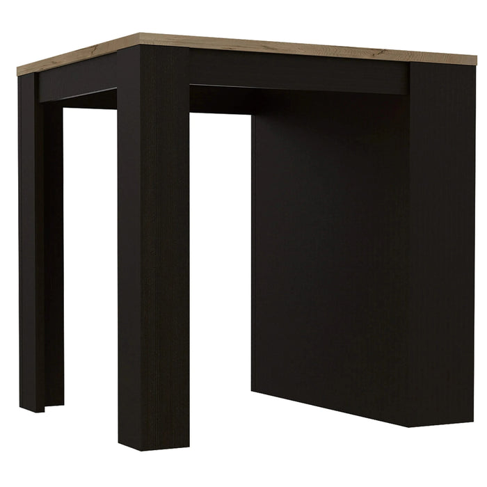 Kitchen Island Table, Two Legs, Three Side Shelves, Black / Pine Default -DTYStore