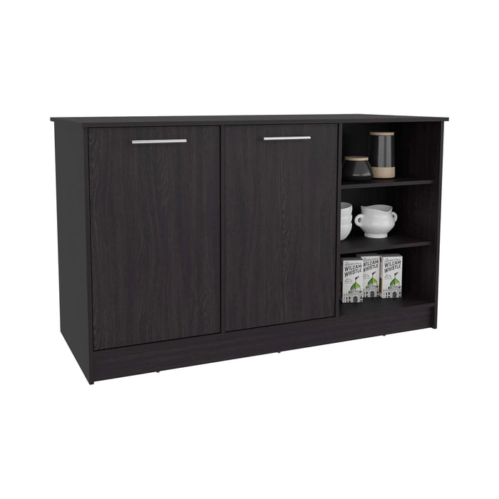 Kitchen Island Two Cabinets, Three Open Shelves Default -DTYStore