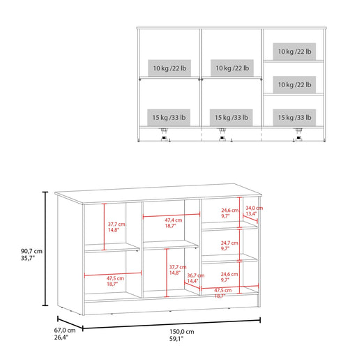 Kitchen Island Two Cabinets, Three Open Shelves Default -DTYStore