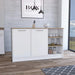 Kitchen Island Two Cabinets, Three Open Shelves, White / Natural Oak Default -DTYStore