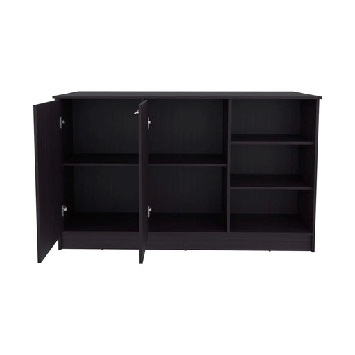 Kitchen Island Two Cabinets, Three Open Shelves Default -DTYStore