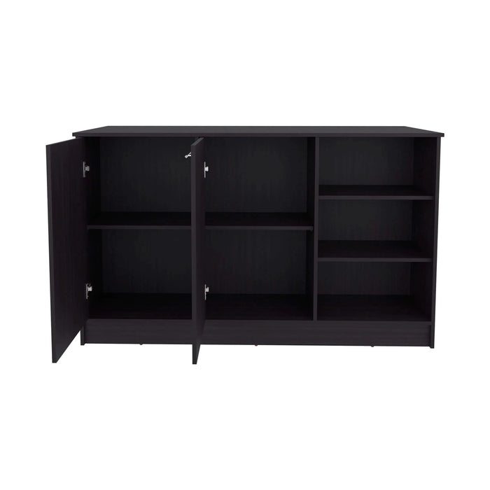 Kitchen Island Two Cabinets, Three Open Shelves Default -DTYStore