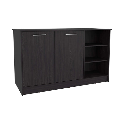 Kitchen Island Two Cabinets, Three Open Shelves Default -DTYStore