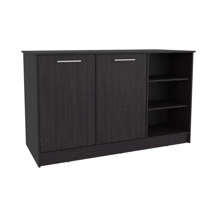 Kitchen Island Two Cabinets, Three Open Shelves Default -DTYStore