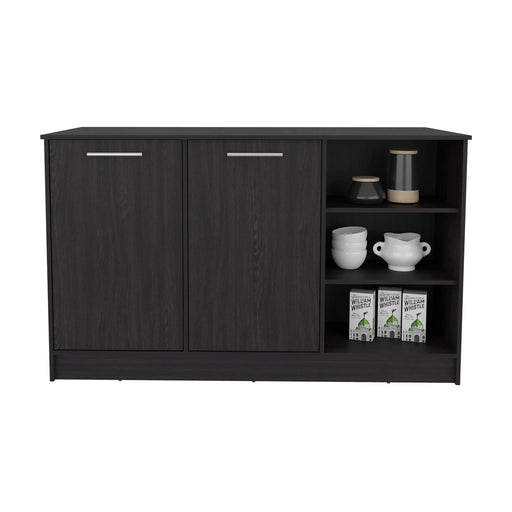 Kitchen Island Two Cabinets, Three Open Shelves Default -DTYStore