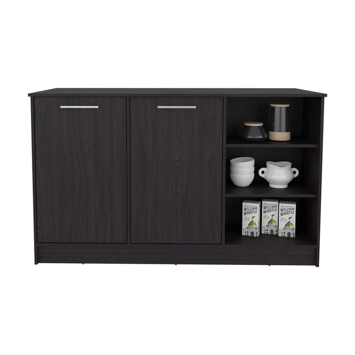 Kitchen Island Two Cabinets, Three Open Shelves Default -DTYStore