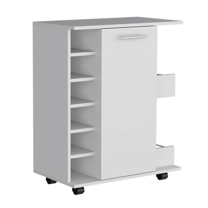 Kitchen Island Wynne with Storage and Cabinet, White / Macadamia Finish Default -DTYStore