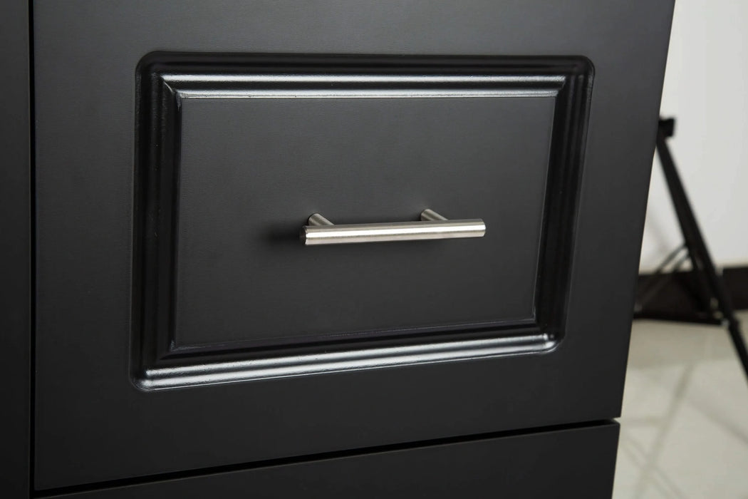 Kitchen Island & Kitchen Cart, Mobile Kitehcn Island with Extensible Rubber Wood Table Top,adjustable Shelf Inside Cabinet for Different Utensils, 3 Big Drawers, with Spice Rack, Towel Rack, Black-Bee Default -DTYStore