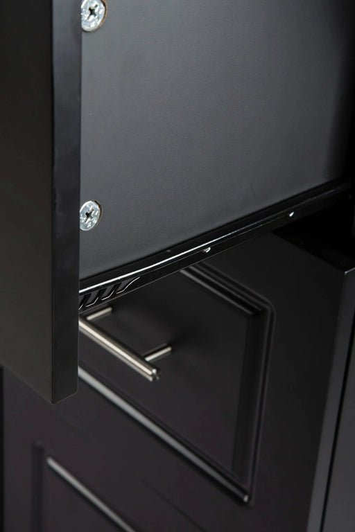 Kitchen Island & Kitchen Cart, Mobile Kitehcn Island with Extensible Rubber Wood Table Top,adjustable Shelf Inside Cabinet for Different Utensils, 3 Big Drawers, with Spice Rack, Towel Rack, Black-Bee Default -DTYStore