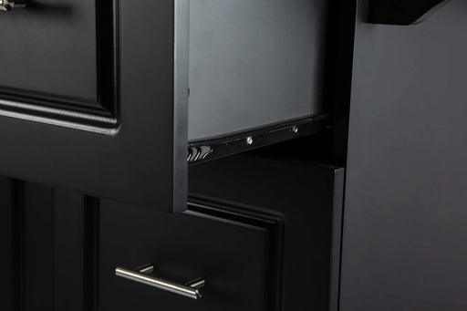 Kitchen Island & Kitchen Cart, Mobile Kitehcn Island with Extensible Rubber Wood Table Top,adjustable Shelf Inside Cabinet for Different Utensils, 3 Big Drawers, with Spice Rack, Towel Rack, Black-Bee Default -DTYStore