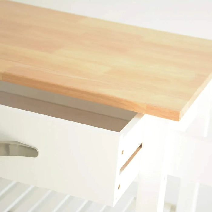 Kitchen Island & Kitchen Cart, Rubber Wood Top, Mobile Kitchen Island with Two Lockable Wheels, Simple Design for Easy Storing and Fetching, Two Drawers Give Unique Storage for Special Utensil. Default -DTYStore