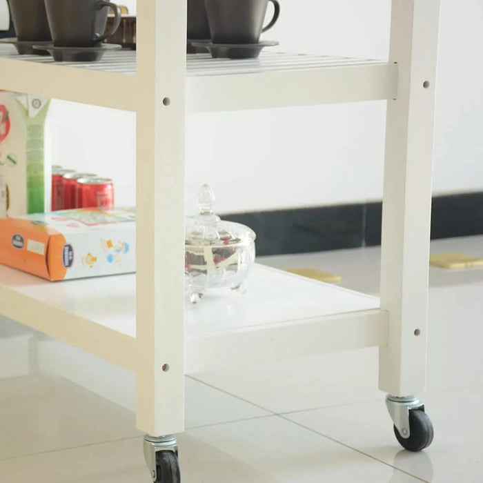 Kitchen Island & Kitchen Cart, Rubber Wood Top, Mobile Kitchen Island with Two Lockable Wheels, Simple Design for Easy Storing and Fetching, Two Drawers Give Unique Storage for Special Utensil. Default -DTYStore