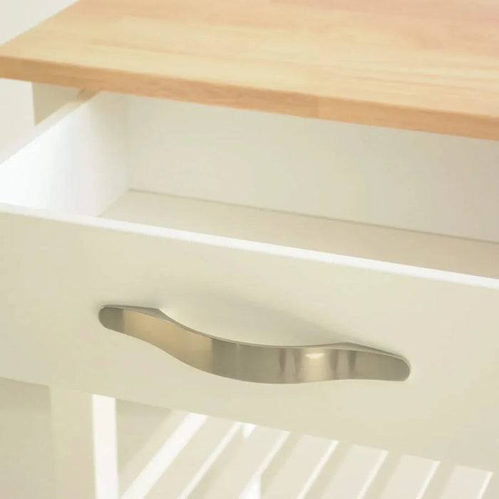 Kitchen Island & Kitchen Cart, Rubber Wood Top, Mobile Kitchen Island with Two Lockable Wheels, Simple Design for Easy Storing and Fetching, Two Drawers Give Unique Storage for Special Utensil. Default -DTYStore