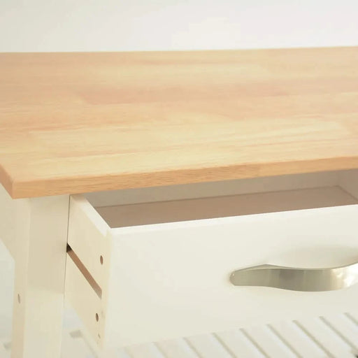 Kitchen Island & Kitchen Cart, Rubber Wood Top, Mobile Kitchen Island with Two Lockable Wheels, Simple Design for Easy Storing and Fetching, Two Drawers Give Unique Storage for Special Utensil. Default -DTYStore