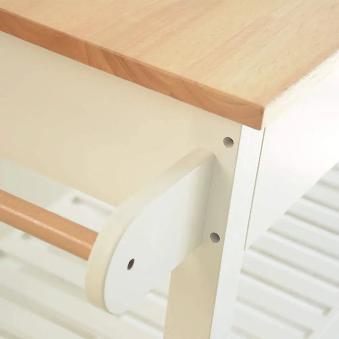 Kitchen Island & Kitchen Cart, Rubber Wood Top, Mobile Kitchen Island with Two Lockable Wheels, Simple Design for Easy Storing and Fetching, Two Drawers Give Unique Storage for Special Utensil. Default -DTYStore