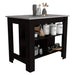 Kitchen Island, kitchen table 35' H, Four Legs, Three Open Storage Shelves, Black / Ibiza Marble Default -DTYStore