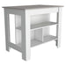 Kitchen Island, kitchen table 35' H, Four Legs, Three Open Storage Shelves, White / Ibiza Marble Default -DTYStore