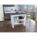 Kitchen Island, kitchen table 35' H, Four Legs, Three Open Storage Shelves, White / Onix Default -DTYStore